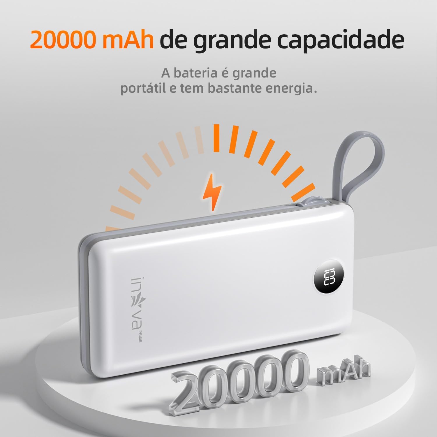 Power Bank 20000mAh com Carga Rápida e Múltiplas Portas para iOS, Android, USB e Type-C, leve e portátil - Imagem 3