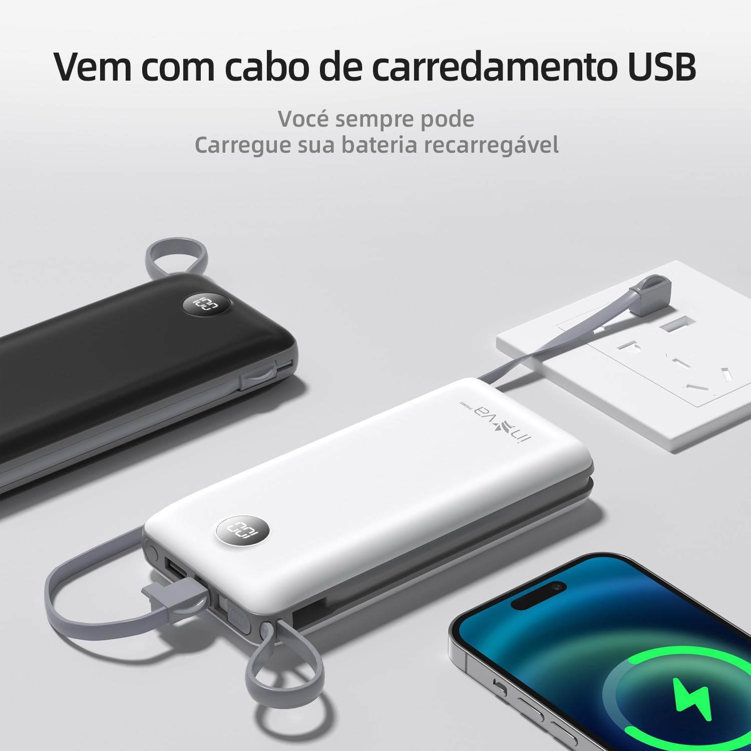 Power Bank 20000mAh com Carga Rápida e Múltiplas Portas para iOS, Android, USB e Type-C, leve e portátil - Imagem 4