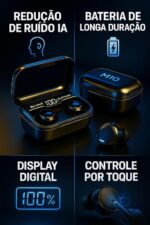 Fone Bluetooth M10 TWS 5.1 com som potente, toque sensível e estojo power bank para comprar com praticidade e alto desempenho. - Imagem 3