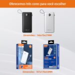 Power Bank 20000mAh com Carga Rápida e Múltiplas Portas para iOS, Android, USB e Type-C, leve e portátil - Imagem 8