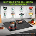 Cooktop elétrico 4 bocas 60cm preto com vidro temperado e painel deslizante para cozinha moderna e prática. - Imagem 5
