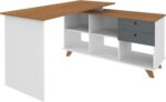 Escrivaninha em L Retrô Gold Artany: 5 nichos e 2 gavetas para home office organizado e versátil. - Imagem 6