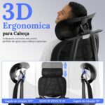 Cadeira de Escritório Ergonômica com apoio para os pés, reclinação 145° e suporte ajustável para máximo conforto no home office - Imagem 3