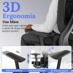 Cadeira de Escritório Ergonômica com apoio para os pés, reclinação 145° e suporte ajustável para máximo conforto no home office - Imagem 4