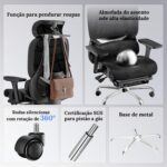 Cadeira de Escritório Ergonômica com apoio para os pés, reclinação 145° e suporte ajustável para máximo conforto no home office - Imagem 6