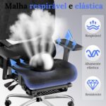 Cadeira de Escritório Ergonômica com apoio para os pés, reclinação 145° e suporte ajustável para máximo conforto no home office - Imagem 7