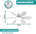 Ventilador de Teto Com Lâmpada LED 60W Bivolt E27 Silencioso com Controle Remoto, 3 Velocidades e Modos de Luz, Branco Moderno, Econômico, para Sala, Quarto e Escritório Linha Premium - Imagem 3