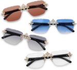 ICE STAR Conjunto Masculino Iced-Out Triple Cross com óculos sem moldura e colar: presente de luxo para ele - Imagem 4
