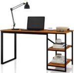 Mesa Home Office com prateleiras de metal, design moderno e compacto para otimizar seu espaço. - Imagem 3