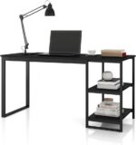 Mesa Home Office com prateleiras de metal, design moderno e compacto para otimizar seu espaço. - Imagem 4