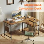 Mesa de computador pequena em L Mericonia: ideal para espaços pequenos, com prateleiras, gancho e design reversível resistente - Imagem 3