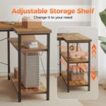 Mesa de computador pequena em L Mericonia: ideal para espaços pequenos, com prateleiras, gancho e design reversível resistente - Imagem 5