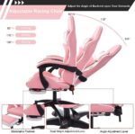 Cadeira Gamer Ergonômica Rosa Reclinável com Apoio de Pés e Conforto Ideal para Jogar - Imagem 3