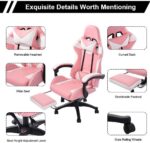 Cadeira Gamer Ergonômica Rosa Reclinável com Apoio de Pés e Conforto Ideal para Jogar - Imagem 4