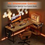 Mesa de computador pequena em L Mericonia: ideal para espaços pequenos, com prateleiras, gancho e design reversível resistente - Imagem 9