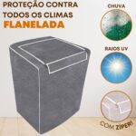 Capa impermeável para máquina de lavar Brastemp, Consul e Electrolux 12kg a 17kg, com zíper, proteção UV e alta resistência. - Imagem 3