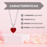 Colar ponto de luz coração vermelho em zircônia premium, feminino, aço inox 316L prateado, presente elegante para comprar online - Imagem 4