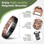 MagEnergy pulseira masculina de cobre puro 99,9% com ímãs duplos ajustável e elegante para compra segura - Imagem 3
