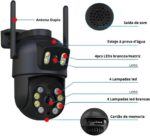 Câmera Segurança Yoosee Wifi Externa 360° 4MP: proteção total com lentes duplas, rastreamento inteligente e visão noturna colorida. - Imagem 3