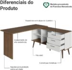 Escrivaninha Mesa de Escritório de Canto 3 Gavetas Lisboa Madesa: organização, espaço e design moderno para seu home office. - Imagem 5