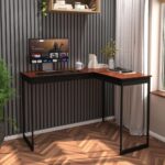 Escrivaninha Industrial em L 110cm: maximize espaço com estilo vintage e funcional para home office e escritório. - Imagem 4