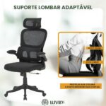 Cadeira Genebra B500 LuvinCo: conforto ergonômico, suporte lombar e encosto ajustável para longas horas de trabalho. - Imagem 3