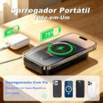 Power Bank Magnético Sem Fio 10000mAh com Suporte e USB-C para iOS e Android, leve e seguro para recargas rápidas - Imagem 5