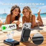 Power Bank Magnético Sem Fio 10000mAh com Suporte e USB-C para iOS e Android, leve e seguro para recargas rápidas - Imagem 8