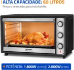 Forno Elétrico Mondial 60L Family Grill: potente, versátil e ideal para assar, grelhar e dourar suas receitas. - Imagem 3