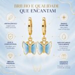 Brinco de Argola Borboleta Azul: charme delicado para compor looks com estilo e купить agora online - Imagem 4