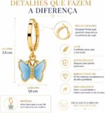 Brinco de Argola Borboleta Azul: charme delicado para compor looks com estilo e купить agora online - Imagem 8