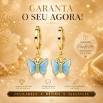Brinco de Argola Borboleta Azul: charme delicado para compor looks com estilo e купить agora online - Imagem 9