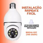 Câmera Segurança IP Lâmpada WiFi Full HD 1080p com visão 360° e áudio bidirecional para monitoramento completo - Imagem 3
