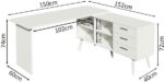 Escrivaninha Mesa de Escritório de Canto Lisboa Madesa com 3 gavetas, 4 nichos e design funcional para organizar seu home office. - Imagem 3