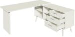 Escrivaninha Mesa de Escritório de Canto Lisboa Madesa com 3 gavetas, 4 nichos e design funcional para organizar seu home office. - Imagem 6