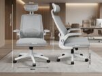 Cadeira de Escritório Cinza Ergonômica Mesh Premium com apoio de cabeça e ajuste lombar, conforto ideal para home office até 120kg - Imagem 3