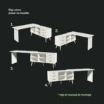 Escrivaninha Mesa de Escritório de Canto Lisboa Madesa com 3 gavetas, 4 nichos e design funcional para organizar seu home office. - Imagem 7