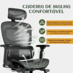 Cadeira Mônaco BT07 Luvinco: ergonomia, suporte lombar e apoio retrátil para máximo conforto no trabalho. - Imagem 3