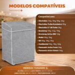 Capa Premium Impermeável para Máquina de Lavar 12kg a 17kg com proteção UV e ajuste traseiro, ideal para Brastemp, Electrolux e Consul. - Imagem 3