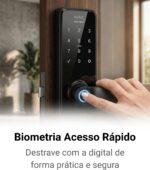 Fechadura Eletrônica SL205 com biometria, app e tag: segurança prática, Wi-Fi e até 100 usuários. - Imagem 4