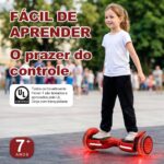 Hoverboard 6.5 Baka Sport com Bluetooth e LED, até 12km/h, ideal para crianças e adultos, presente perfeito em vermelho - Imagem 3