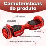 Hoverboard 6.5 Baka Sport com Bluetooth e LED, até 12km/h, ideal para crianças e adultos, presente perfeito em vermelho - Imagem 4