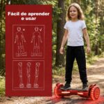 Hoverboard 6.5 Baka Sport com Bluetooth e LED, até 12km/h, ideal para crianças e adultos, presente perfeito em vermelho - Imagem 6