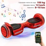 Hoverboard 6.5 Baka Sport com Bluetooth e LED, até 12km/h, ideal para crianças e adultos, presente perfeito em vermelho - Imagem 8