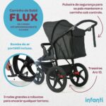 Flux Carrinho de Bebê Infanti Preto: conforto e proteção com 3 rodas, assento reclinável e capota UV50+ ampla. - Imagem 3