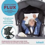 Flux Carrinho de Bebê Infanti Preto: conforto e proteção com 3 rodas, assento reclinável e capota UV50+ ampla. - Imagem 4