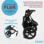 Flux Carrinho de Bebê Infanti Preto: conforto e proteção com 3 rodas, assento reclinável e capota UV50+ ampla. - Imagem 5