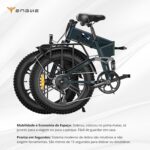 Bicicleta Elétrica Dobrável Engwe: motor 1000W, autonomia de 120km e conforto com pneus fat tire e suspensão total. - Imagem 3