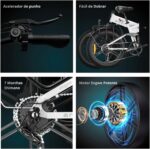 Bicicleta Elétrica Dobrável Engwe: motor 1000W, autonomia de 120km e conforto com pneus fat tire e suspensão total. - Imagem 4