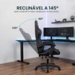 Cadeira Gamer Lancer Preta Healer: conforto ergonômico, reclínio até 145° e suporte premium para jogos e trabalho. - Imagem 6